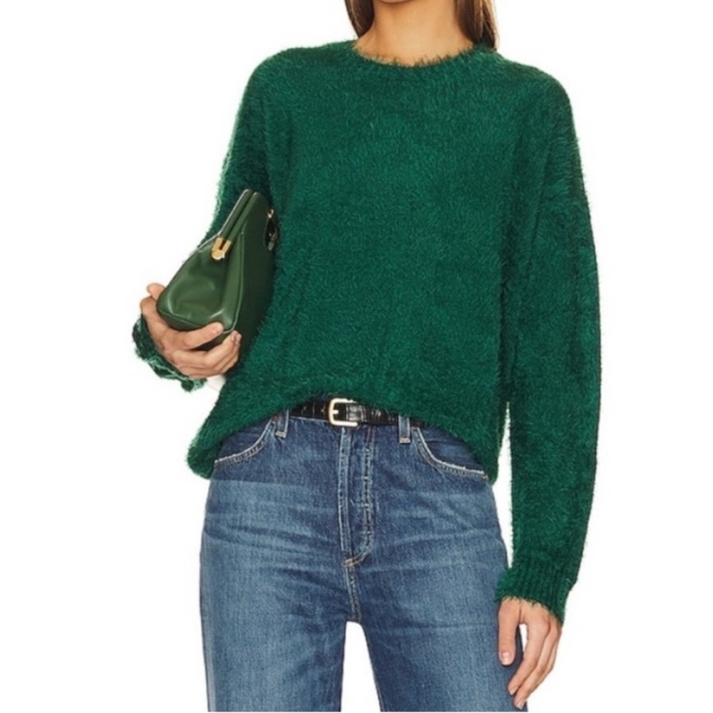 Show Me Your Mumu Emerald Green Feel Good Fuzzy Knit Crewneck Sweater L